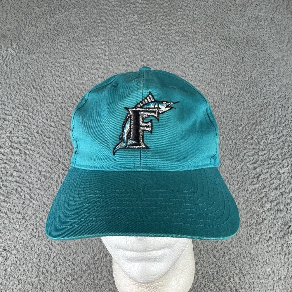 Vintage Florida Marlins Hat Cap Snap Back Mens One Size Teal MLB Baseball 90s